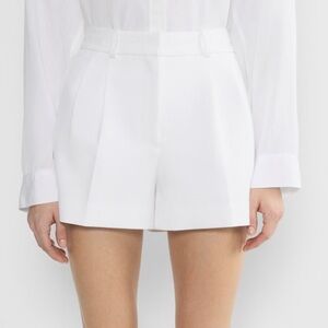 Aritzia Babaton White High Waist Pleated Mini Short